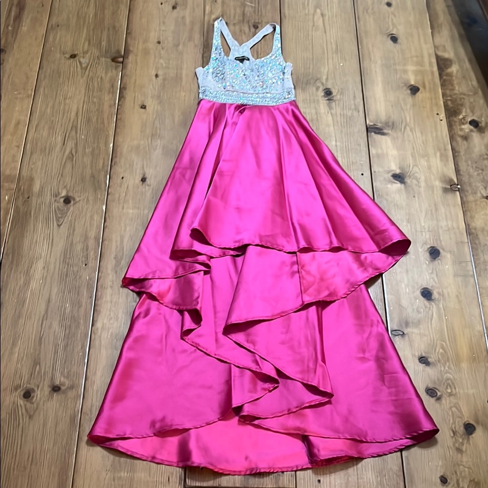 TLC SAY YES TO THE PROM Sparkle 💖 Bead Pink Tiered Ruffled Sundress